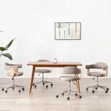 Sillas comedor giratorias 4 uds madera curvada tela gris taupe de , Sillas de comedor - Ref: Foro24-3054906, Precio: 586,87 €...