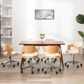 Sillas de comedor giratorias 4 uds madera curvada cuero crema de , Sillas de comedor - Ref: Foro24-3054933, Precio: 547,66 €,...