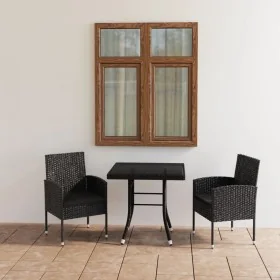 Juego de comedor para jardín 3 piezas ratán sintético negro by , Garden sets - Ref: Foro24-3059411, Price: 216,87 €, Discount: %