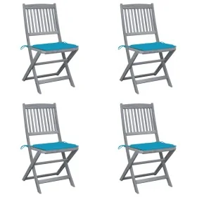 Sillas de jardín plegables 4 uds cojines madera maciza acacia de , Sillas de jardín - Ref: Foro24-3064567, Precio: 201,10 €, ...