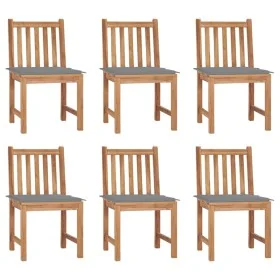 Sillas de jardín 6 unidades con cojines madera maciza de teca de , Sillas de jardín - Ref: Foro24-3073116, Precio: 661,46 €, ...