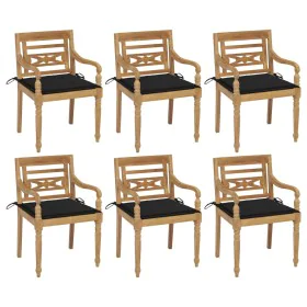 Sillas Batavia 6 unidades madera maciza de teca con cojines de , Sillas de jardín - Ref: Foro24-3073329, Precio: 725,00 €, De...