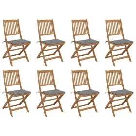 Sillas de jardín plegables 8 uds y cojines madera maciza acacia de , Sillas de jardín - Ref: Foro24-3075114, Precio: 419,41 €...
