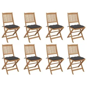 Sillas de jardín plegables 8 uds y cojines madera maciza acacia de , Sillas de jardín - Ref: Foro24-3075128, Precio: 408,42 €...
