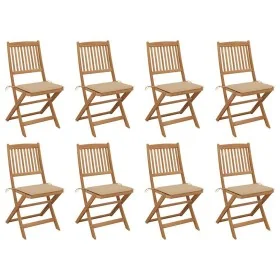 Sillas de jardín plegables 8 uds y cojines madera maciza acacia de , Sillas de jardín - Ref: Foro24-3075116, Precio: 419,41 €...