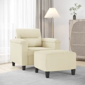 Sillón con taburete cuero sintético color crema 60 cm de , Sofás - Ref: Foro24-3201238, Precio: 192,01 €, Descuento: %