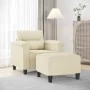 Sillón con taburete cuero sintético color crema 60 cm de , Sofás - Ref: Foro24-3201238, Precio: 192,01 €, Descuento: %