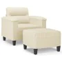 Sillón con taburete cuero sintético color crema 60 cm de , Sofás - Ref: Foro24-3201238, Precio: 192,01 €, Descuento: %
