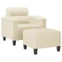 Sillón con taburete cuero sintético color crema 60 cm de , Sofás - Ref: Foro24-3201238, Precio: 192,01 €, Descuento: %