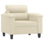 Sillón con taburete cuero sintético color crema 60 cm de , Sofás - Ref: Foro24-3201238, Precio: 192,01 €, Descuento: %