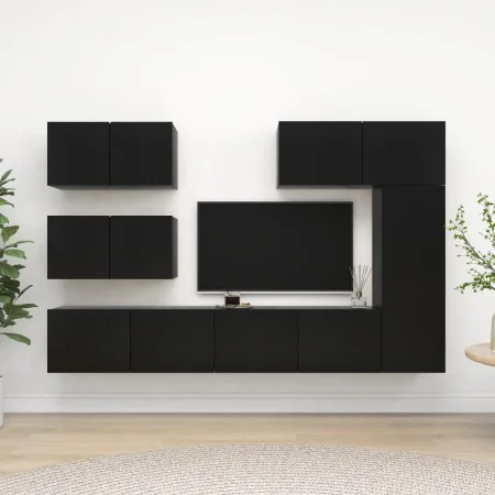 Juego de muebles de TV 6 piezas madera contrachapada negro de , Muebles TV - Ref: Foro24-3078820, Precio: 252,47 €, Descuento: %