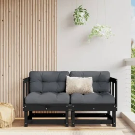 Sofás esquineros con cojines 2 uds madera maciza de pino negro by , Modular outdoor sofas - Ref: Foro24-825454, Price: 226,45...