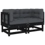 Sofás esquineros con cojines 2 uds madera maciza de pino negro by , Modular outdoor sofas - Ref: Foro24-825454, Price: 226,45...