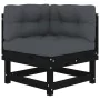 Sofás esquineros con cojines 2 uds madera maciza de pino negro by , Modular outdoor sofas - Ref: Foro24-825454, Price: 226,45...