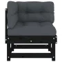Sofás esquineros con cojines 2 uds madera maciza de pino negro by , Modular outdoor sofas - Ref: Foro24-825454, Price: 226,45...