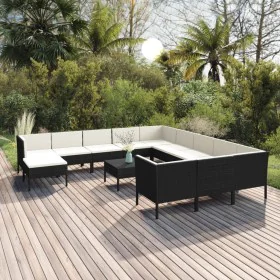 Set de muebles de jardín 13 pzas cojines ratán sintético negro de , Conjuntos de jardín - Ref: Foro24-3094528, Precio: 1,00 €...