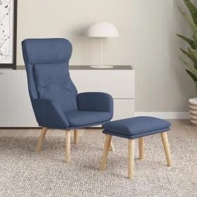 Sillón de relax con taburete tela azul de , Sillones - Ref: Foro24-3097754, Precio: 139,21 €, Descuento: %