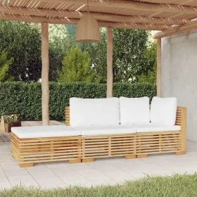 Juego muebles de jardín 3 piezas y cojines madera maciza teca de , Conjuntos de jardín - Ref: Foro24-3100905, Precio: 483,01 ...