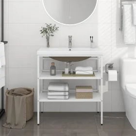 Estructura de baño con lavabo incorporado hierro blanco by , bathroom vanities - Ref: Foro24-3101375, Price: 203,64 €, Discou...
