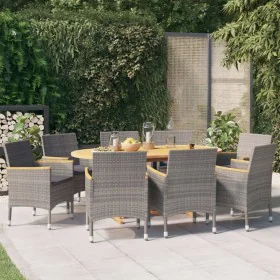Juego de comedor de jardín 9 piezas con cojines gris de , Conjuntos de jardín - Ref: Foro24-3103599, Precio: 851,76 €, Descue...