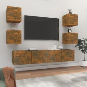 Set de muebles de TV 6 pzas madera contrachapada roble ahumado de , Muebles TV - Ref: Foro24-3114259, Precio: 128,32 €, Descu...
