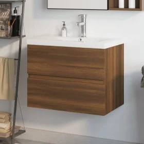 Mueble de baño con lavabo madera contrachapada marrón roble de , Tocadores de baño - Ref: Foro24-3152872, Precio: 192,77 €, D...