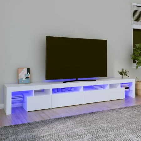 Mueble de TV con luces LED blanco 260x36,5x40 cm de , Muebles TV - Ref: Foro24-3152818, Precio: 208,57 €, Descuento: %