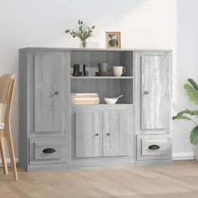 Aparador alto 3 piezas madera contrachapada gris Sonoma de , Aparadores - Ref: Foro24-3185317, Precio: 238,32 €, Descuento: %