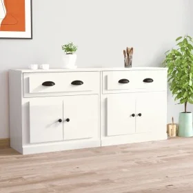 Aparadores 2 uds madera contrachapada blanco brillo by , Sideboards - Ref: Foro24-3185265, Price: 173,25 €, Discount: %