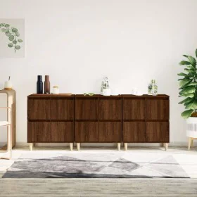 Aparadores 3 uds madera contrachapada marrón roble 60x35x70 cm de , Aparadores - Ref: Foro24-3185774, Precio: 181,33 €, Descu...