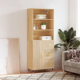 Aparador alto madera contrachapada color roble 69,5x34x180 cm de , Aparadores - Ref: Foro24-3189424, Precio: 149,91 €, Descue...