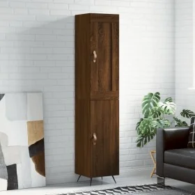 Aparador alto madera contrachapada roble marrón 34,5x34x180 cm de , Aparadores - Ref: Foro24-3200112, Precio: 103,99 €, Descu...
