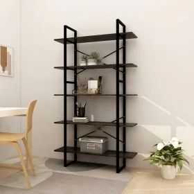 Estantería de 5 niveles madera de pino negro 100x30x175 cm de , Librerías y estanterías - Ref: Foro24-3082007, Precio: 128,03...