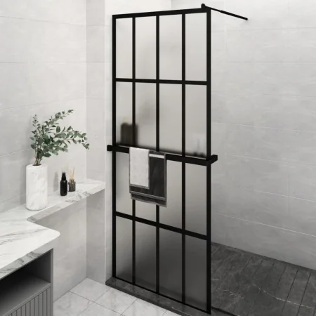 Mampara ducha con estante vidrio ESG y aluminio negro 80x195 cm von , Duschwände und Duschwände - Ref: Foro24-3185445, Preis:...