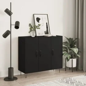 Aparador de madera de ingeniería negro 90x34x80 cm von , Sideboards - Ref: Foro24-828101, Preis: 88,33 €, Rabatt: %