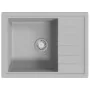 Fregadero de cocina con rebosadero ovalado granito gris by , Sinks - Ref: Foro24-147102, Price: 154,11 €, Discount: %