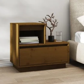 Mesita de noche madera maciza de pino marrón miel 60x34x51 cm de , Mesitas de noche - Ref: Foro24-814380, Precio: 57,74 €, De...