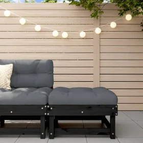 Taburete de jardín con cojín madera maciza de pino negro by , Modular outdoor sofas - Ref: Foro24-825440, Price: 93,19 €, Dis...
