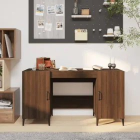Escritorio de madera contrachapada roble marrón 140x50x75 cm de , Escritorios - Ref: Foro24-817554, Precio: 119,87 €, Descuen...