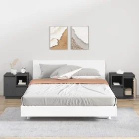 Mesitas de noche 2 uds madera maciza pino gris 50x34x50 cm by , Nightstands - Ref: Foro24-814484, Price: 90,23 €, Discount: %