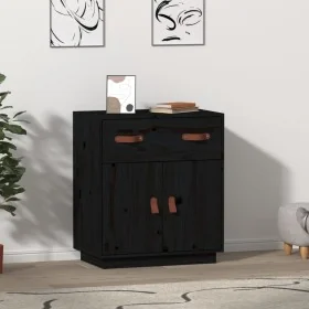 Aparador de madera maciza de pino negro 65,5x40x75 cm de , Aparadores - Ref: Foro24-820131, Precio: 82,70 €, Descuento: %