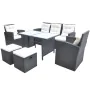 Set comedor de jardín 6 piezas y cojines ratán sintético negro de vidaXL, Conjuntos de jardín - Ref: Foro24-42643, Precio: 69...