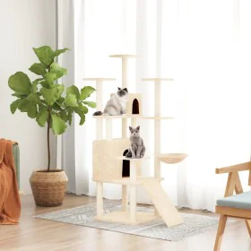 Rascador para gatos con postes de sisal crema 154 cm de , Mobiliario para gatos - Ref: Foro24-171690, Precio: 78,08 €, Descue...