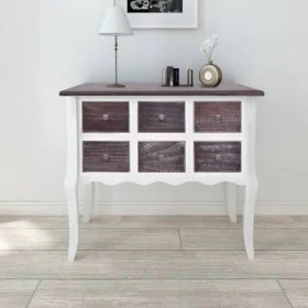 Mueble consola con 6 cajones madera marrón y blanco de , Aparadores - Ref: Foro24-240402, Precio: 194,43 €, Descuento: %
