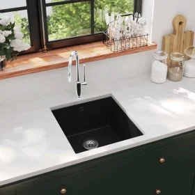Fregadero de cocina de granito con un seno negro de , Fregaderos - Ref: Foro24-142960, Precio: 179,98 €, Descuento: %
