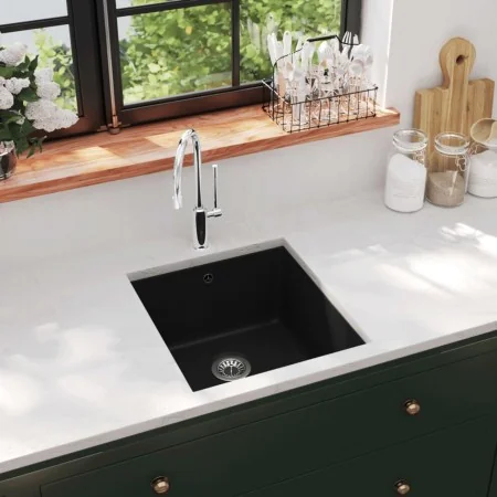 Fregadero de cocina de granito con un seno negro by , Sinks - Ref: Foro24-142960, Price: 179,98 €, Discount: %