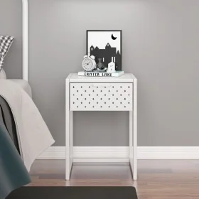Mesita de noche de acero blanca 38x35x54 cm de , Mesitas de noche - Ref: Foro24-335887, Precio: 70,24 €, Descuento: %