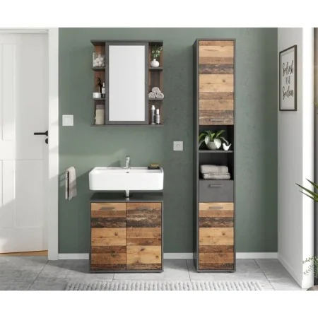 FMD Armario de cuarto de baño con espejo color matera oscuro old style de , Tocadores de baño - Ref: Foro24-429458, Precio: 1...