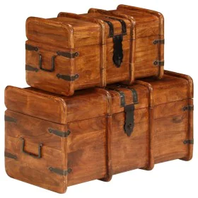 Juego de cofres 2 piezas madera maciza de acacia acabado miel de , Baúles para el ajuar - Ref: Foro24-245656, Precio: 294,74 ...