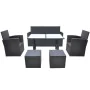 Set comedor de jardín 6 piezas y cojines ratán sintético negro de vidaXL, Conjuntos de jardín - Ref: Foro24-42643, Precio: 69...
